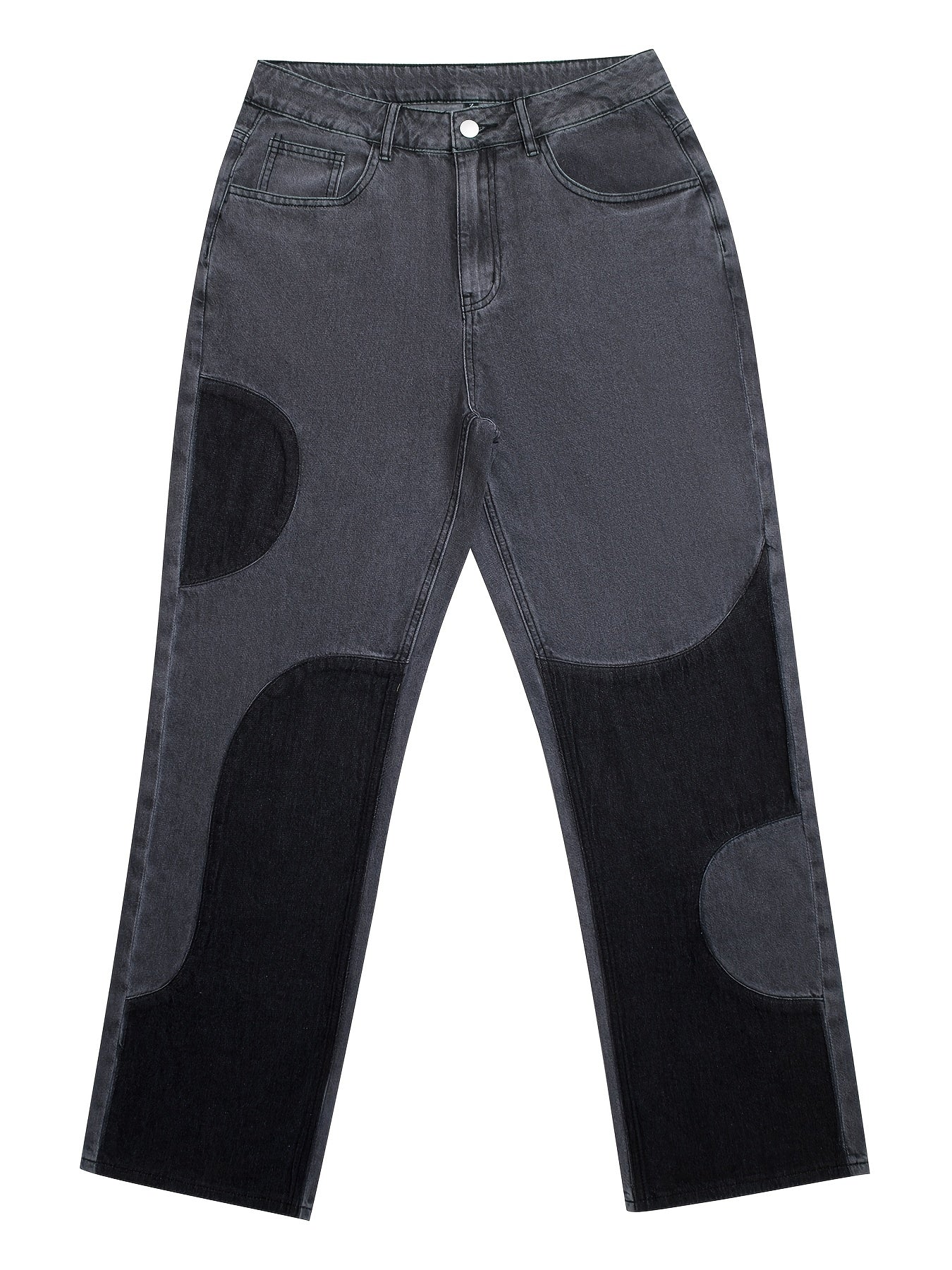 Men's Vintage Patchwork Baggy Denim Pants Streetwear Jeans