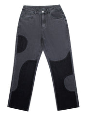 Men's Vintage Patchwork Baggy Denim Pants Streetwear Jeans