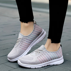 Women's Criss Cross Slip-on Walking Shoes Comfy Mesh Casual Sneakers