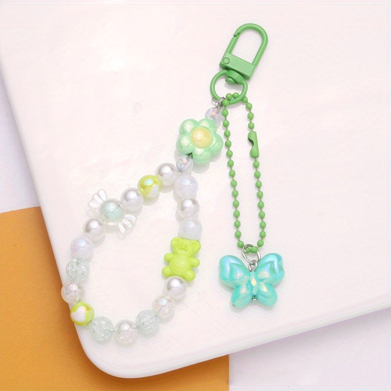 Crystal Butterfly & Bear Keychain - Sparkling Bag Accessory