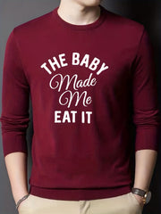 THE BABY Knitted Sweater Men's Casual Warm Mid Stretch Pullover