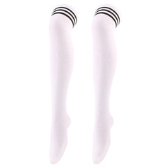 Striped Trim Thigh High Socks Over The Knee Stockings