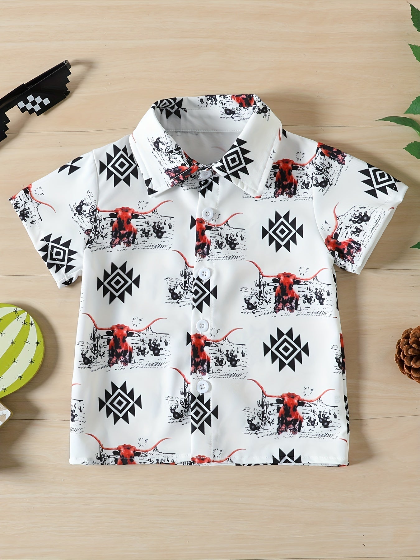 Boys Bull Print Shirt Summer Kids Clothes