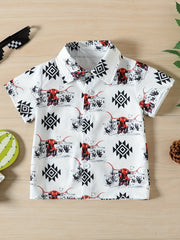 Boys Bull Print Shirt Summer Kids Clothes