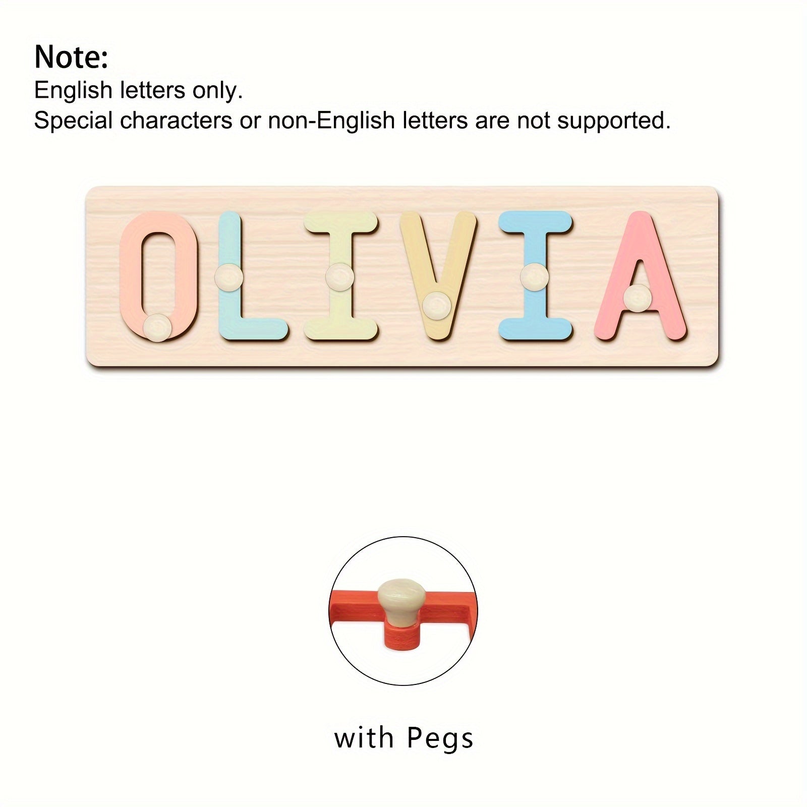 Custom Wooden Name Puzzle with Handle - Personalized English Alphabet