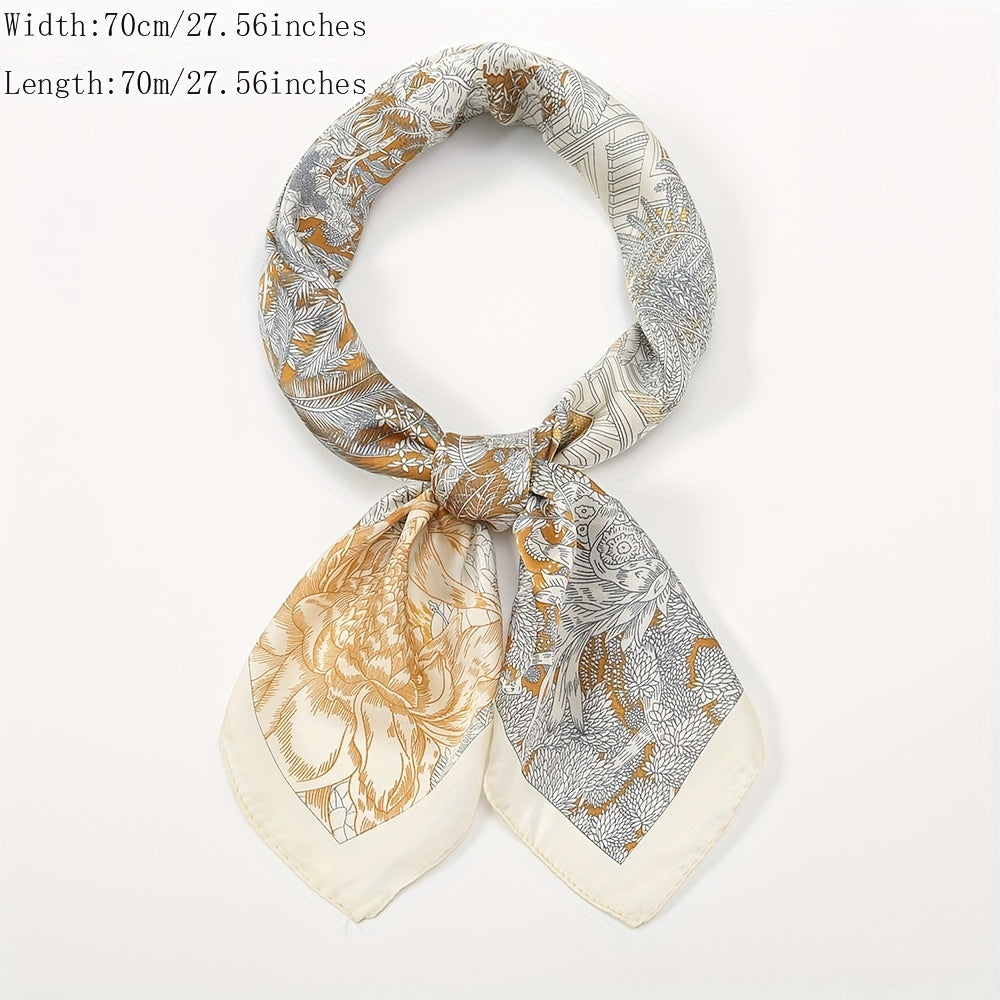 Satin Twill Scarf Print 70cm Square Scarf for Women