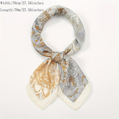 Satin Twill Scarf Print 70cm Square Scarf for Women