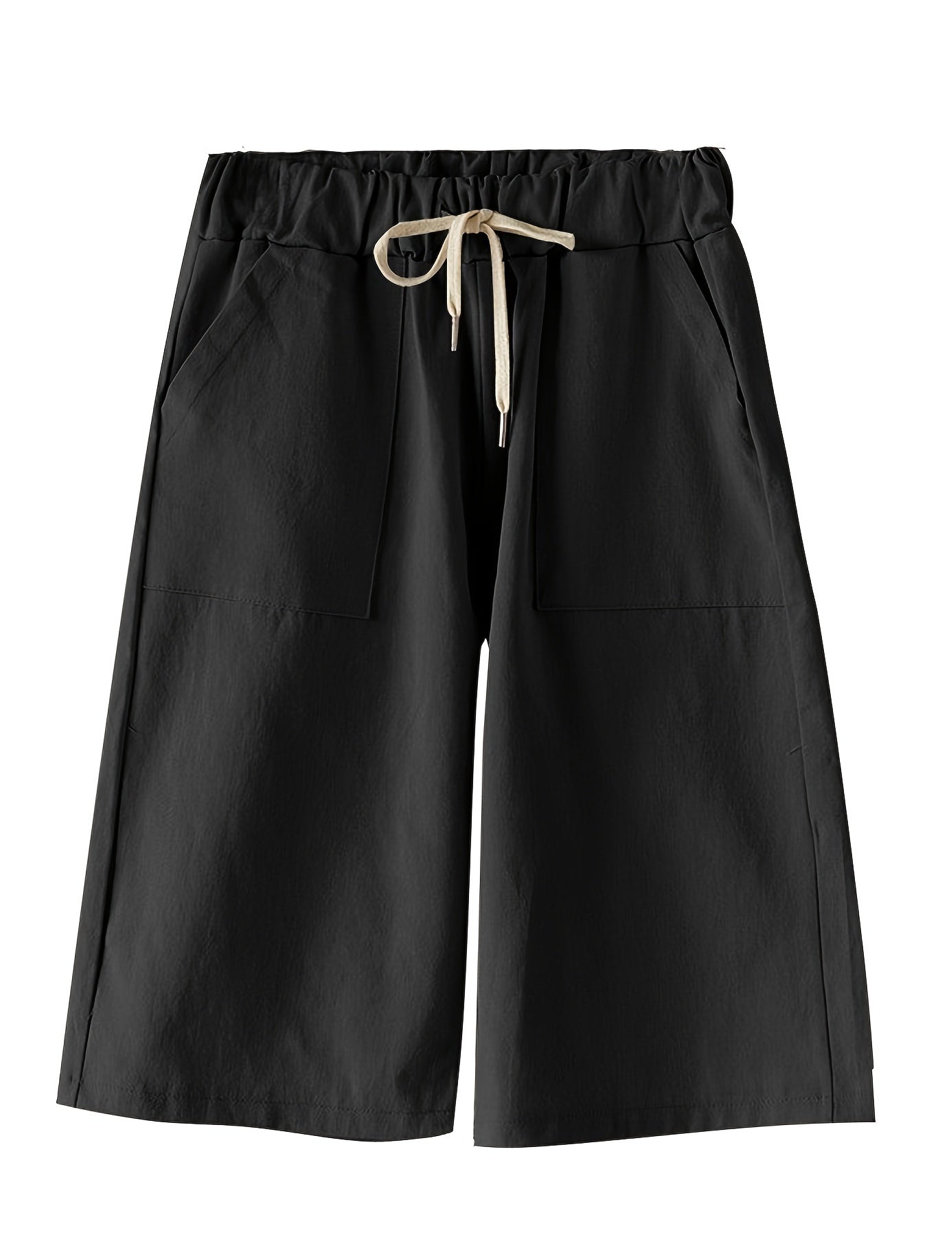 High Rise Wide Leg Drawstring Shorts Women's Plus