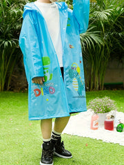 Girls Boys PVC Sun Protection Dino Print Rainbow Poncho Outdoor Gift