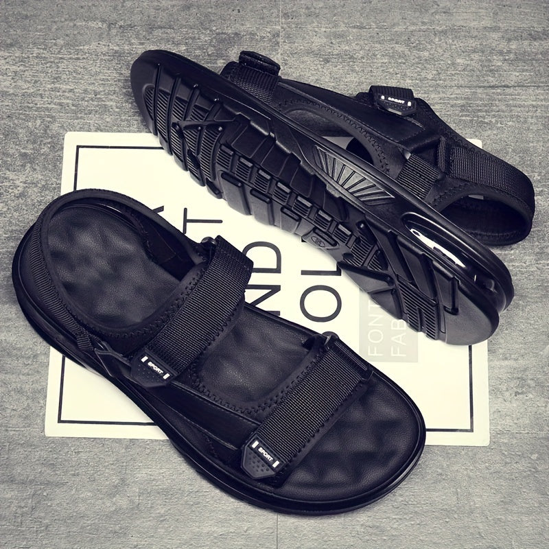 Men's Open Toe Hook And Loop Sandals Non Slip Comfortable Beach Shoes Summer