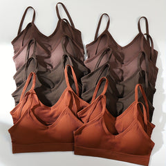 12pcs Solid V Neck Backless Cami Crop Tops Women's Lingerie & Underwear