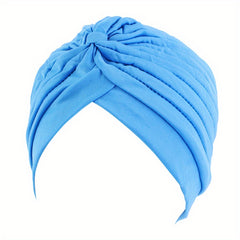Candy Pleated Turban Cap Head Wrap Elastic Hijab Hat Beanie Chemo Hats