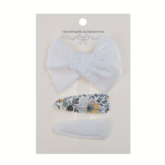 3pcs Baby Girls Bow Flower Hair Clips Set
