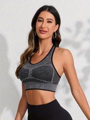 High Stretch Crew Neck Sports Bra Racer Back Workout Bra Women's Activewear