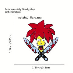Double Horror Cartoon Character Head Brooch