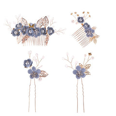 Bridal Hair Comb Pearl Crystal Flower Side Comb Pin