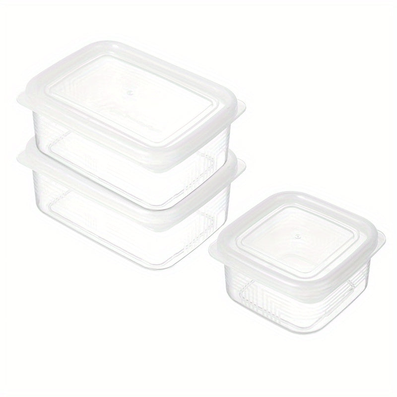 3pcs Plastic Refrigerator Storage Box Set with Lid