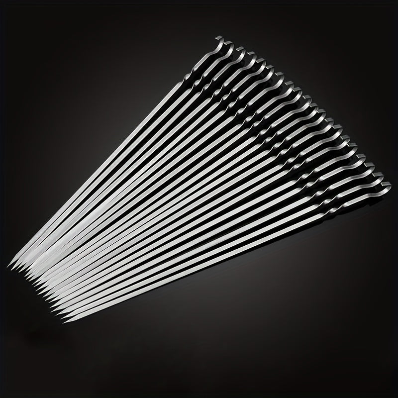 20pcs Stainless Steel BBQ Skewers & Forks, Easy to Clean & Carry
