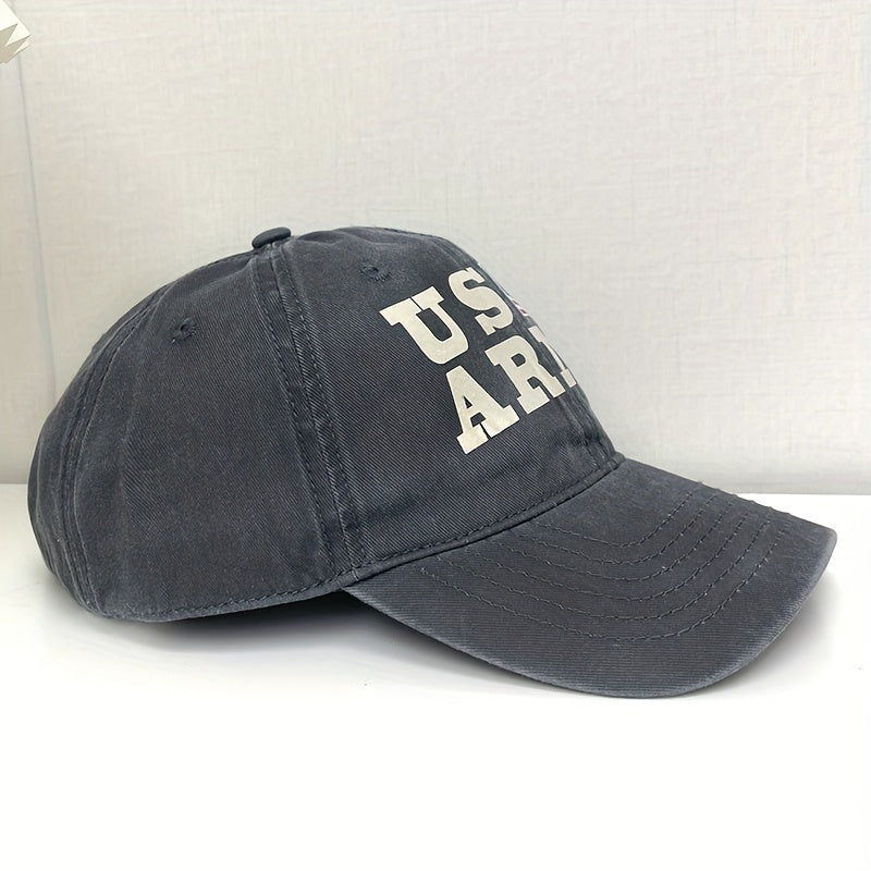 American Flag Embroidery Baseball Cap Gray Washed Distressed Dad Hats