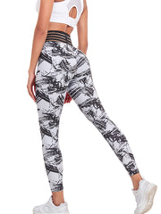 Striped Waist Yoga Leggings High Waist Tight Pants