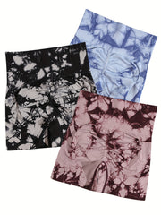 Tie Dye Yoga Shorts High Stretch Running Fitness Shorts Women's Activewear