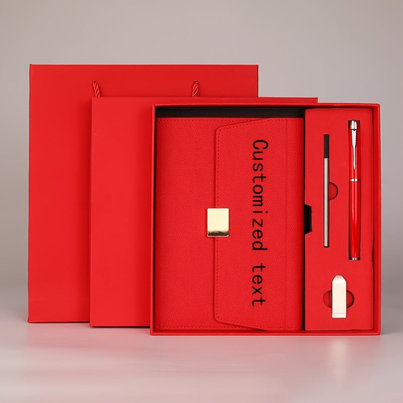 Personalized A5 PU Leather Notebook Magnetic Closure Red Gray Green Yellow