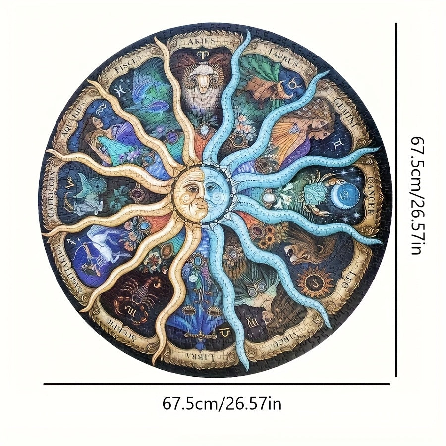 1000pcs Zodiac Puzzle Round Star Chart with Constellation Illustrations