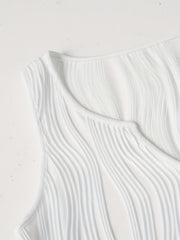 Solid Crinkle Notched Neck Tank Top