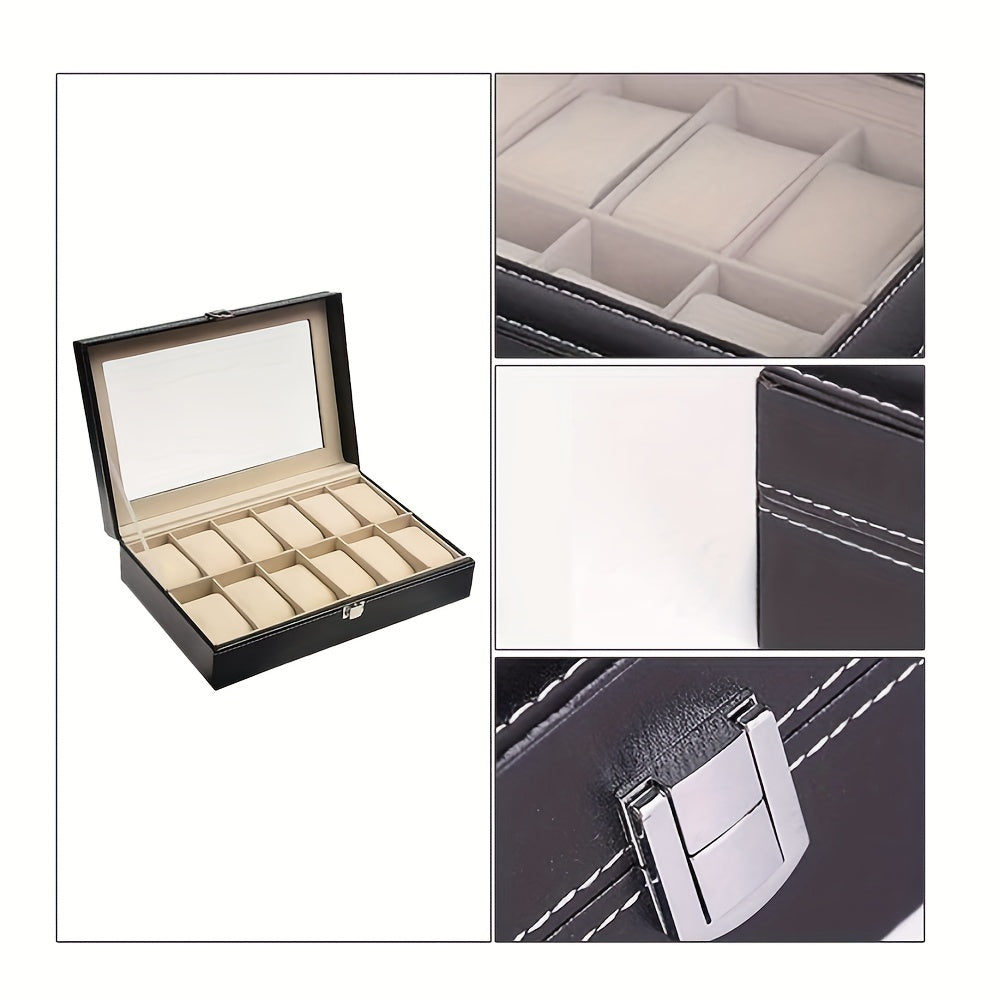 12 Slot PU Leather Watch Storage Box