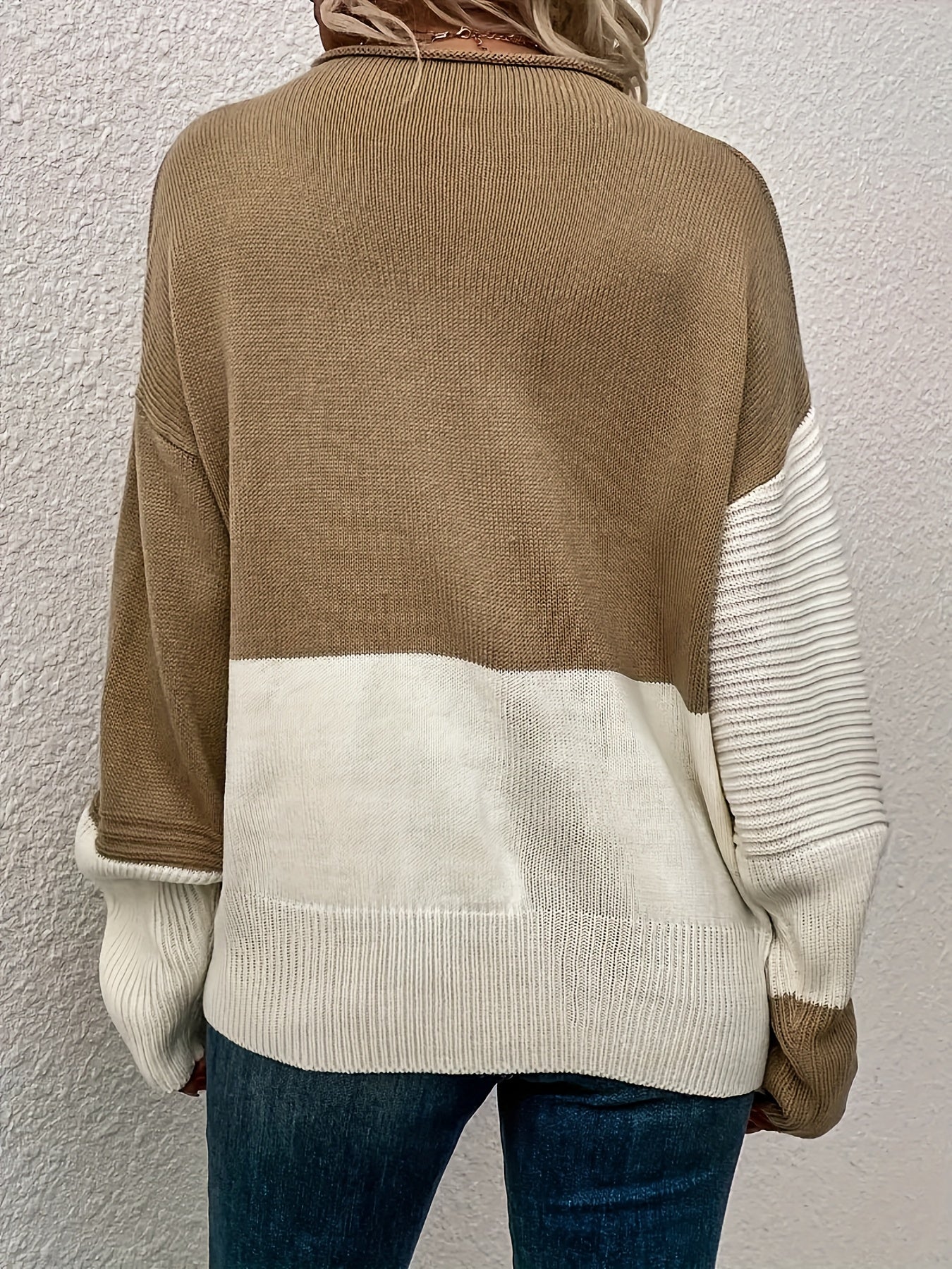 Colorblock Lantern Sleeve Sweater