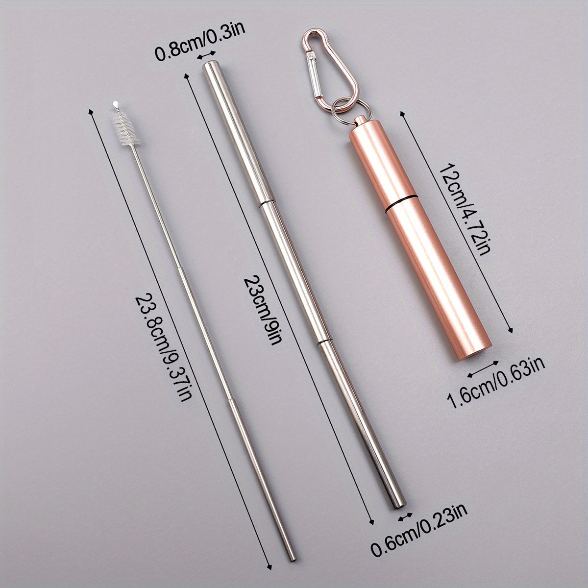 3PCS Retractable Stainless Steel Coffee Tea Milk Straw