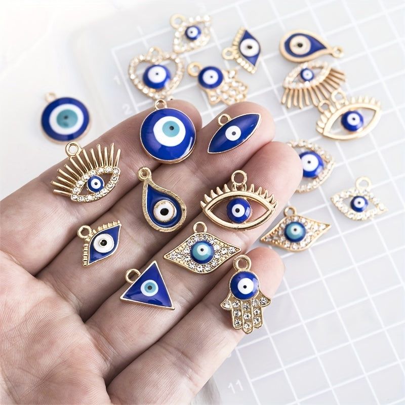 24pcs Evil Eye Alloy Pendant for DIY Necklace Bracelet Earrings