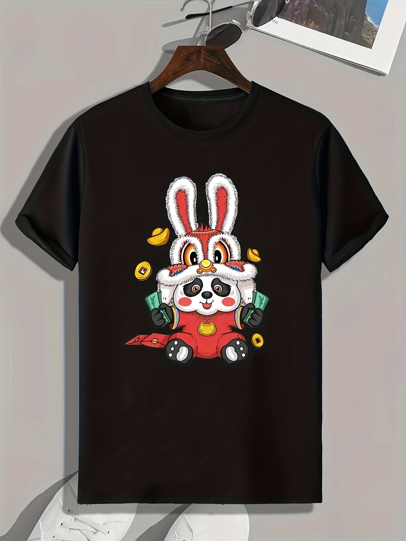 Panda Print Men's Graphic T shirt Casual Comfy Tees For Summer