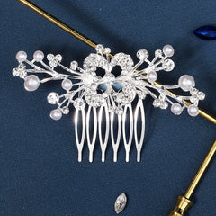Rhinestone Faux Pearl Hair Comb Bridal Headband