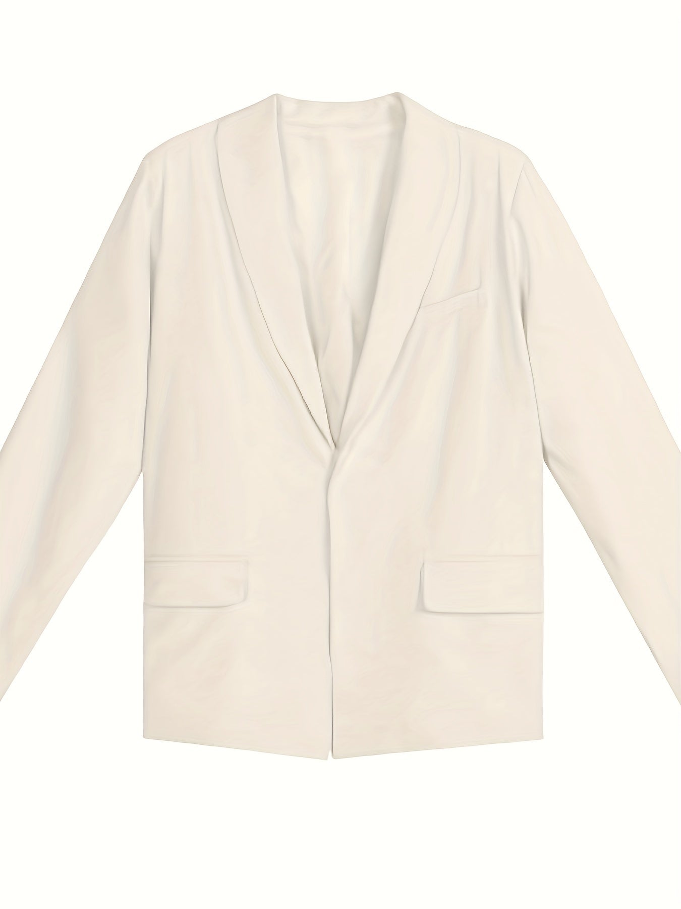 Solid Pocket Lapel Neck Blazer Long Sleeve For Office & Work