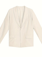 Solid Pocket Lapel Neck Blazer Long Sleeve For Office & Work