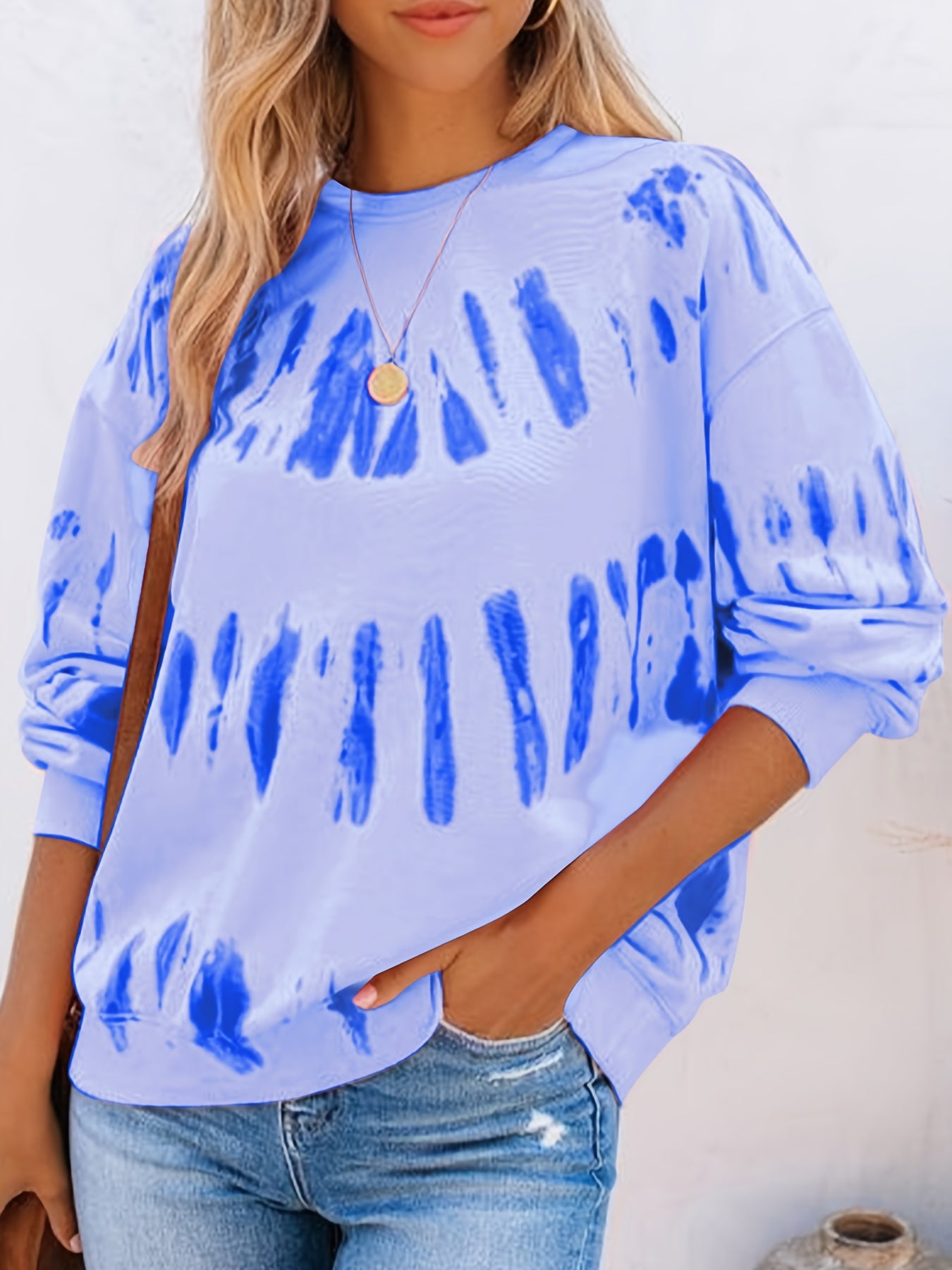 Women's Tie Dye Crew Neck Sweatshirt Long Sleeve