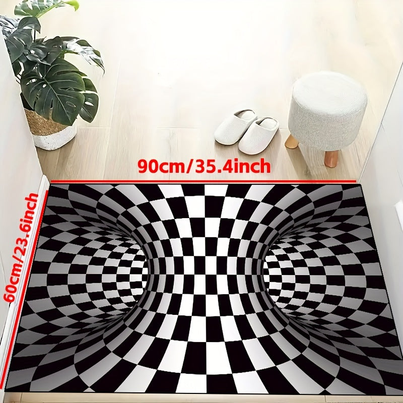 3D Illusion Door Floor Mat Geometric Optical Doormat Non slip Halloween Carpet