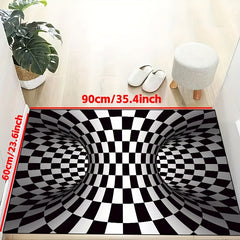 3D Illusion Door Floor Mat Geometric Optical Doormat Non slip Halloween Carpet