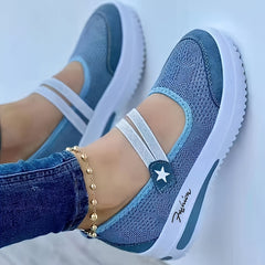 Women's Platform Hook & Loop Sneakers Casual Canvas Shoes
