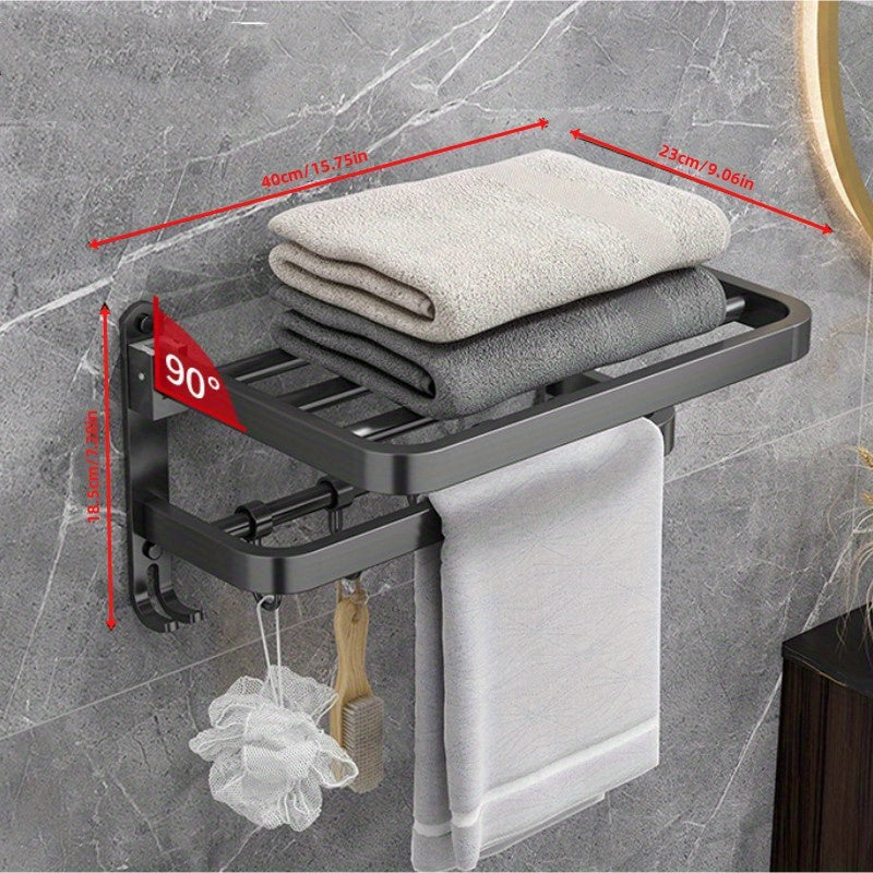 Foldable Towel Rack Bathroom Shelf Wall Mounted Towel Rack Household Bathroom