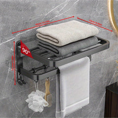 Foldable Towel Rack Bathroom Shelf Wall Mounted Towel Rack Household Bathroom