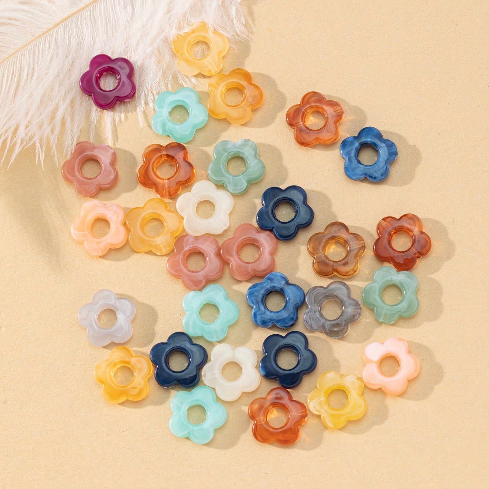 30pcs Acrylic Mix Color Flower Beads DIY Necklace Bracelet Material