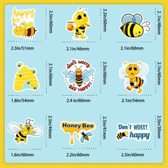 50pcs Bee Water Bottle Stickers Vinyl Waterproof Stickers for Laptop Skateboard