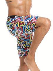 Men's Swim Boxers Geometric Print Hawaii Style Swimsuit Shorts