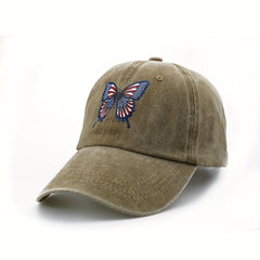 Butterfly Baseball Cap Washed Distressed Dad Hats Patriotic Cap