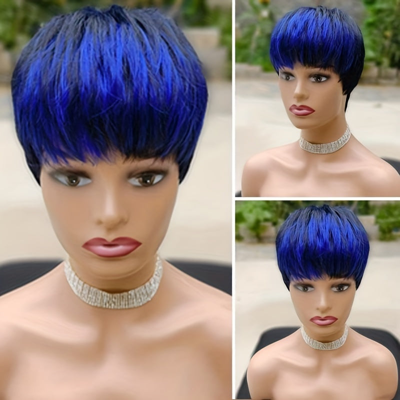 Short Synthetic Wigs for Women, Mixed Pixie Cut Wig, Short Wavy Layered Hair