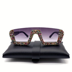 Y2K Rhinestone Sunglasses Semi Rimless UV400