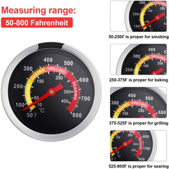 BBQ Charcoal Grill Smoker Temperature Gauge Pit Barbecue Thermometer Fahrenheit