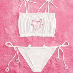 Sexy Naughty Cat Cosplay Lingerie Set with Ruffle Cut Out Bra